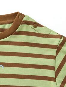 mini bala Kids Printed Cotton Long Sleeve Tee Soft Breathable Comfortable Fall Top - Green Coffee Color - View 6