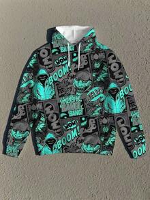 3D Digital Print Plus Size Pullover Sweatshirt For Men, All-Over Print Style, Long Sleeve Sweatshirt For Autumn/Winter - Green - View 3