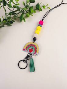 1pc Back To School Silicone Beaded Lanyard ID Badge Holder, Acrylic Tassel Charm Necklace Pendant Gift For Teachers, Students Halloween Car Accessories Bag Charm Cute Goth Y2k Bag Accessories Lanyards With Id Holder Car Accessories Bag Charms - Multicolor - View 21