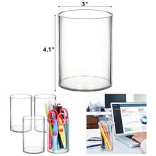 4 Pack Thick Acrylic Pen Holders Round Makeup Brush Holder Desktop Stationery Organizer Office School Home Supplies