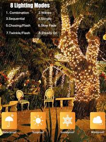 20/50/100/200LED Solar String Lights Outdoor Light Strings Waterproof Solar Powered String Light With 8 Lighting Modes For Garden Patio Yard Fence Christmas Tree Decoration With Fairy Lights Ambience For Outside Tree, Courtyard, Wedding, Gazebo, Party, Home, Lawn, Camping And Holiday Decor Garden Lights Christmas Decoration XMAS Decor Christmas Tree Gift Decor Thanksgiving Wedding Birthday Decorations For Gifts Indoor Outdoor Garden Holiday Festival Decor Halloween Decor Halloween Ornaments