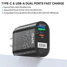 65W USB Type-C Fast Charger With AU Plug - 2-Port PD Wall Charging Adapter, Travel Power Supply For MacBook, XPS,Compatible With IPhone 13/12, IPad, Compatible With Multiple Devices - No Battery, 110V/220V Dual Voltage