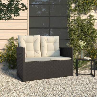 vidaXL Patio Bench With Cushions  41.3" Poly Rattan