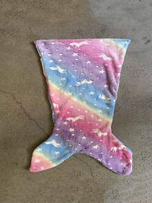 1pc Mermaid Starry Night Glow Sleeping Bag Flannel Glowing Blanket Rainbow Mermaid Soft Comfortable Plush Unicorn Sleep Sack