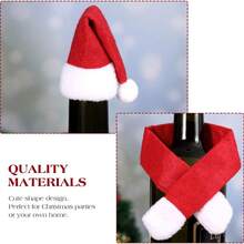 1 Pair Christmas Creative Wine Bottle Cover Set, Non-Woven Scarf Hat Wine Bottle Decoration
