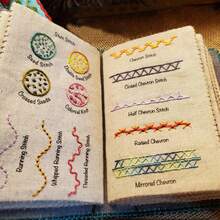 1本5.5英寸×3.9英寸刺绣针法图案书，高密度亚麻刺绣书，创意DIY刺绣针法，包含刺绣指南，适合初学者和爱好者