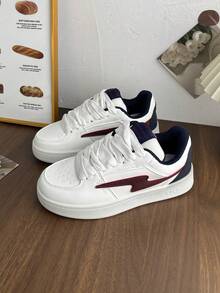 New Women Casual Anti-Slip Lightweight Fashion Casual White Sneakers, Lace-Up Patchwork Outdoor Casual Shoes