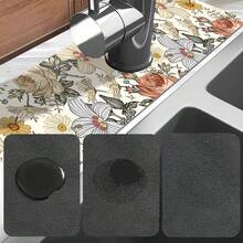 1pc Flower Non-Slip Silicone Faucet Stain-Resistant And Washable Drainage Pad, Kitchen Drainage Pad, Suitable For All Kinds Of Faucets In Bathroom And Kitchen. - Multicolor - View 10