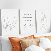 3 Stücke/Set, Leinwandkunst, gerahmte Wanddekoration, Paar-Zimmer Dekoration, Akzent für Schlafzimmer-Kopfteil, Linienkunst, romantische Wandgalerie, Wandkunst für Neuvermahlte Wohnzimmer, Valentinstag Dekoration, Hochzeitsdekoration, Zimmer Dekoration, Schlafzimmer Dekoration, Wohnzimmer Dekoration