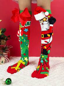 1 Pair Children's Christmas 3D Decor Over-The-Knee Socks, Suitable For Children's Christmas Party Costumes And Holiday Gifts - Red - View 4