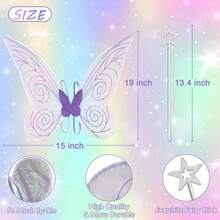 Fairy Wings For Adults,Butterfly Wings For Girls,Angel Wings,Fairy Costume For Women Halloween Dress Up Party Favor (Purple),18556352 - 紫色 - 查看 2