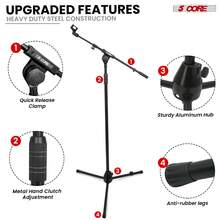 5 CORE 5Core Microphone Stand Floor Adjustable With Metal Boom Arm - màu đen - Xem 3
