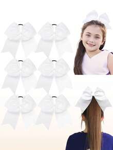 6pcs/20pcs Large Cheer Bow Scrunchies, Grosgrain Ribbon Cheer Bows Elastic Hair Ties Suitable For Students, College Students, Teenagers, Advanced Cheerleaders - Multicolor - View 14