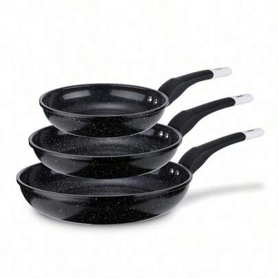 Elite Hoff Induction Frying Pan Set, 3 Pieces20/24/28 Cm), Non-Stick Frying Pans With Silicone Handles, For Induction Cookers And All Types Of Cookers