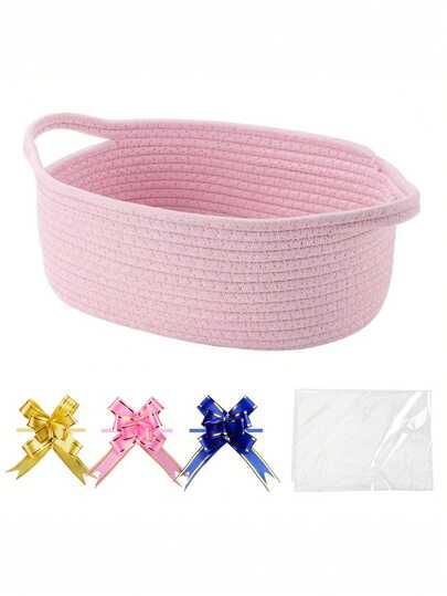 1 Gift Basket, Woven Basket With Gift Bag And Ribbon, Baby Toy Storage Basket, Suitable For Birthday, Holiday Gifts, Decorative Basket