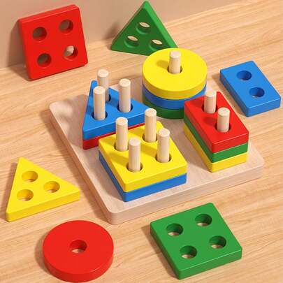 Juguetes Montessori para niños y niñas de 3+ años, regalos de cumpleaños, juguetes sensoriales de madera para bebés y niños pequeños, rellenos para cestas de Pascua, juguetes de aprendizaje y actividades con puzzles para niños pequeños