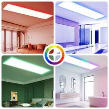 Glitzerlife 1/2ER LED Panel 100x25/120x30cm Dimmbar Deckenpanel Mit Fernbedienung Lang Deckenleuchte Backlight RGB Farbwechsel Büro mit Fernbedienung Bürolampe 24/36W Deckenlampe 3000K-6500K Küchenlampe für Wohnzimmer Esszimmer Spielzimmer - Äußeres Leuchten - Übersicht 7