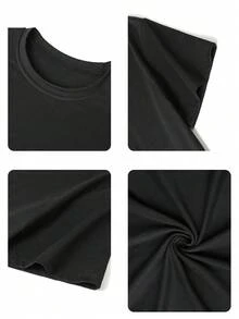 Camiseta casual y sencilla de cuello redondo pack de 1 camiseta corta para niños + sudaderas de niño, ideal para el verano y apta como pieza de disfraz Halloween niño, ropa exterior para niños y ropa para niños de 12 años, playeras de Junior H con estilo Sad Boys y estampados de dibujos animados populares, manga corta y cuello redondo - Negro - Ver 6