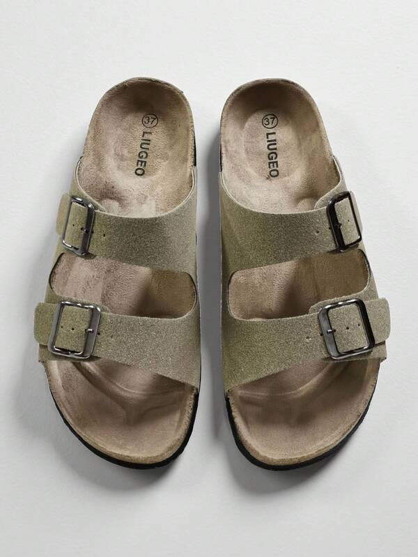 Men Home Sandals, Arch Support Slides With Adjustable Buckle Straps And Cork Footbed In Door Home Slippers For Men Size EUR36-48