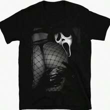 Vintage Mister Killer Sir Ghost Face Booty T-Shirt, Scream Movie Graphic Tee, Horror Movie Graphic Tee, Halloween Movie, Scary T-Shirt, Thriller Movie, Spooky Season Men's Top [Link] - trắng - Xem 1
