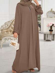 1 件女士穆斯林伊斯兰长袍，无头巾，亲肤透气面料，适合女性日常穿着，四季皆宜 - 彩色 - 查看 3