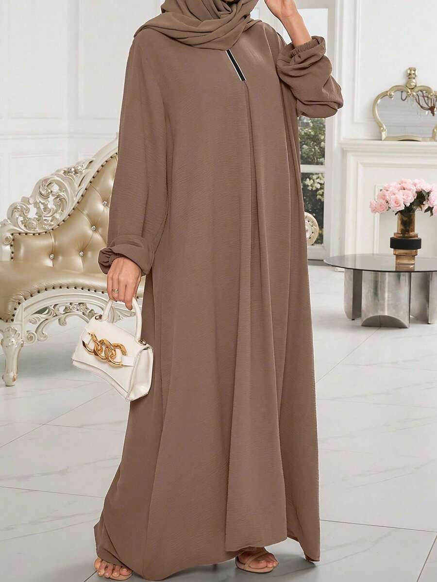 1pc Women's Muslim Abaya, Islamic, Soft & Breathable Fabric, Suitable For Women's Daily Wear, All Season Spring - Multicolor - View 1