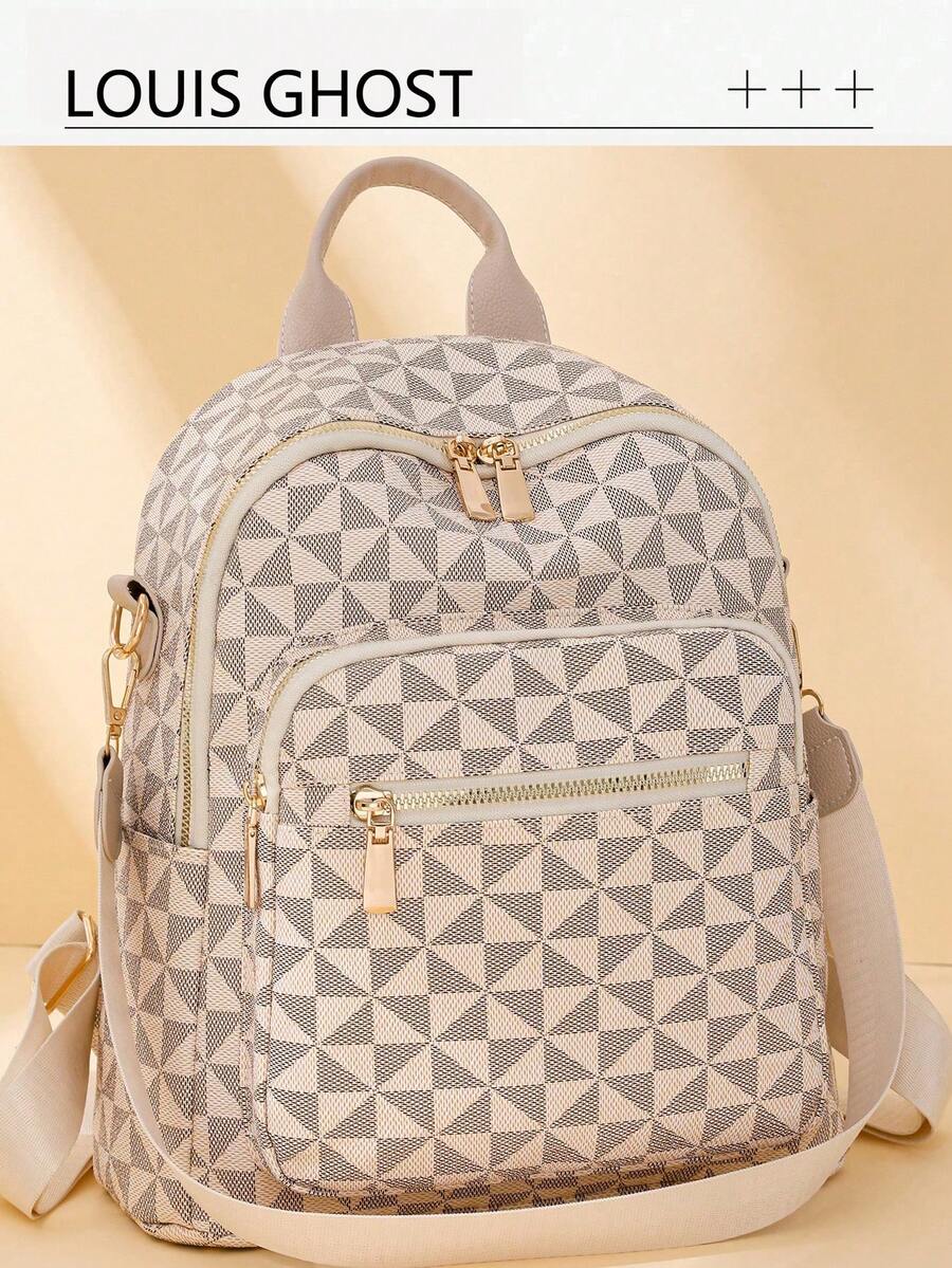 时尚女士双肩包设计，菱形绗缝大容量双肩包，休闲单肩包，通勤包，学生背包，妈妈包