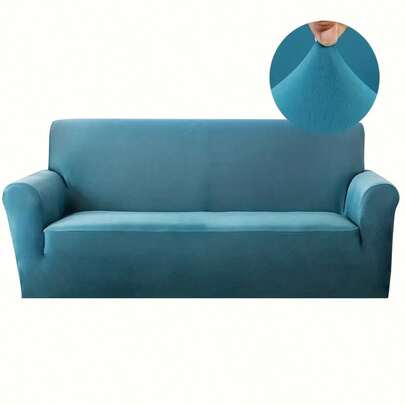 1pc Classic Stretch Slipcover Sofa Cover With Slip-On Grip And Polished Design, Machine Washable Milk Fiber Fabric Stretch Sofa Cover, Polyester And Spandex Blend