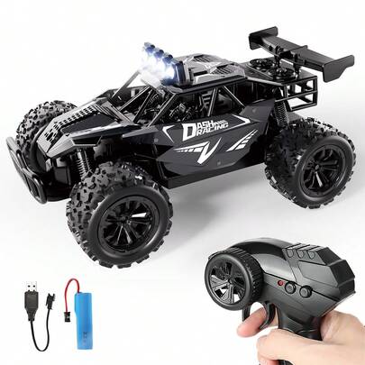 Coche RC de alta velocidad todoterreno y drift a escala 1:16, control remoto 2.4G, modo drift, velocidad máxima 20km/h, apto para varios terrenos, con parachoques y luces LED, neumáticos todoterreno de goma, excelente regalo para Navidad, Halloween, Día del Niño, juguete de coche para niños