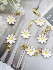 Bộ 10 móc khóa hình hoa cúc mini, móc cài hình càng cua, phụ kiện túi xách phong cách Y2K, trang trí xe hơi, phụ kiện túi xách, mặt dây chuyền ba lô, thích hợp cho trường học, quà Giáng sinh phong cách Gothic dễ thương cho mẹ, bố, quà tốt nghiệp và quà cho giáo viên. - Hoa tám cánh màu trắng - Xem 5