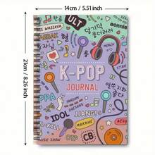 1pc K-Pop Spiral Notebook - Vibrant K-Drama Design With Headphone & Music Elements, 100 Pages, Suitable For Travel, Work, School Or As A Perfect Gift For Fans, Colleagues, Friends And Sisters, Ideal K-Pop Fan Gift