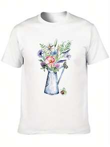 Camiseta de manga corta para mujer con cuello redondo - Ropa ligera para uso diario con impresiones personalizables - blanco - Ver 2
