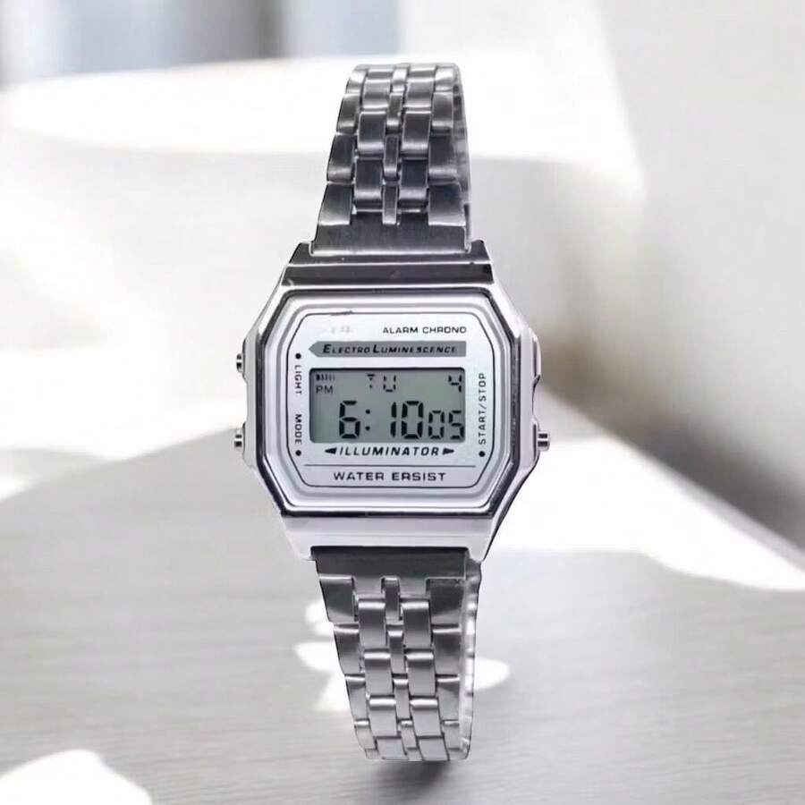 Women's Retro Mini Vintage Digital Watch - Silver - View 1