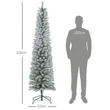 HOMCOM Albero di Natale Innevato con 263 Rami e Luci LED Bianche, Albero di Natale Artificiale Illuminato in Plastica e Metallo, Ø45x150 cm, Verde