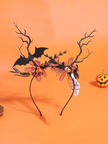 1 件哥特式玫瑰骷髅万圣节派对头带，深色美学骷髅头发带，ABS 塑料哥特式角色扮演头饰，适合女性