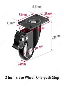 4pcs Swivel Casters With Brake, Heavy Duty Quiet Turning Directional Wheels, 1.25 Inch For Hand Truck, Small Cart, Trolley