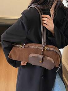 Túi đeo hông thời trang dành cho nữ, Túi xách phong cách cổ điển, Túi đeo vai đa năng khi đi làm, Hàng mới về Thu/Đông - Cà phê - Xem 3