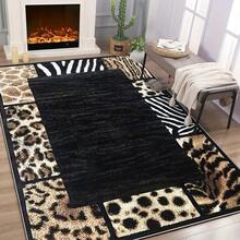 1pc Retro Zebra, Leopard, Tiger Skin Print Area Rugs For Living Room, Floor Carpet For Bedroom, Carpets Home Decor Rugs, Homestay Hotel, Non-Slip Machine Washable Carpet, Home Decor Room Decor - Kiểu 1 - Xem 2
