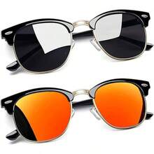 Gafas de Sol Deportivas Hombre y Mujer,Gafas Deportivas Ciclismo,Protección UV400,Adecuadas Senderismo,Deportes,Pesca,Ciclismo,Etc - Negro + Naranja - Ver 1