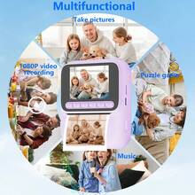 Christmas Limited Edition,Kids Camera Instant Print, Selfie Digital Camera For Kids With 4 Print Paper , 16X Digital Zoom Cameras For Vlogging 2.4''IPS Screen Rechargeable Camera Photography Professional,1080P HD Kids Digital Camera With 4 Print Paper Nstant Print Toy IChristmas Birthday Gifts For Toddler And Teenagers Age 3-16 Purple