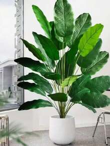 1 pieza/2 piezas Árbol de plátano artificial grande, rama de palma falsa tropical, hojas de ave del paraíso de plástico, hojas de monstera verde para decoración del hogar, jardín, fiesta, oficina sin maceta