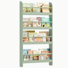 Furchen Bibliothèque pour Enfants,Bibliothèque Montessori pour Enfants avec 4 étagères, Bibliothèque murale pour chambres et salles de jeux, blanc 57x12x111,5cm - Vert - Voir 4