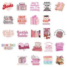 50pcs Pink Fashionable INS Style Reading Stickers, Book Stickers, Waterproof Vinyl Stickers For Books, Water Bottles, Laptops, Phones, Luggage - Pink - View 5
