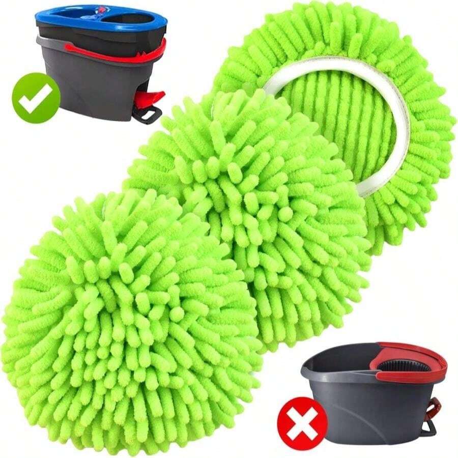 Mop Replace Head For O Cedar, Spin Mop Heads Replacements For Ocedar Easywring 1 Tank Spin Mop, Chenille Duster For Ocedar Mop Include 3 Pack Microfiber Chenille Mop Pad For Ocedar Spin Mop - MàuB - Xem 1