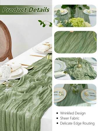 10 st ostdukslöpare salviagrön för skogsmark babyshower brud bröllopsdekoration gasbinda rustik bordslöpare för fest första nattvard bordsdekoration förlovning