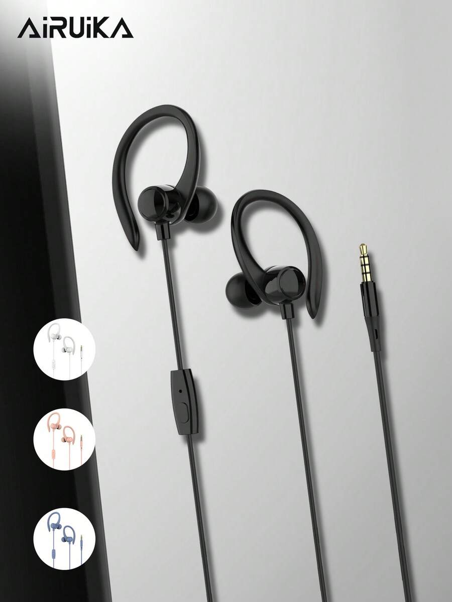 AIRUIKA 有线入耳式耳机，带麦克风，兼容 3.5mm 和 Lightning 接口，马卡龙色，运动游戏耳机，兼容 iOS