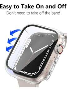 2PCS Transparent Watch Protective Case Compatible With Apple Watch 40mm/41mm/42mm/44mm/45mm/46mm/49mm, Anti-Drop Anti-Scratch Hard PC + Tempered Glass Film Integrated Case Compatible With Apple Watch Ultra/SE/12/11/10/9/8/7/6/5/4 Series Compatible With Apple Watch Men/Women Casual Sports Watch Case - Transparent + Transparent - View 7