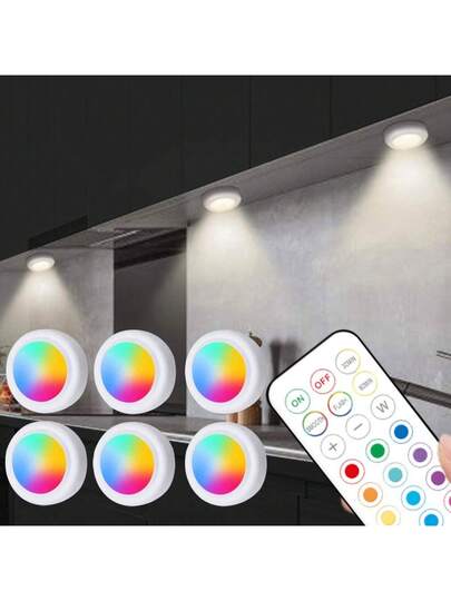 3/ Wand Lights Wireless, Lamps Living Room, RGB Wireless Led Lamp, Cabinet Lighting, LED Spotlight, Battery Operated Remote Control, Lamps, Lights, Night Light,Lighting, Book Light, Spotlight Corridors, Bathrooms, Bedrooms, KitchenCabinets, Stairs, Home