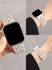 透气运动表带，适用于 38mm、40mm、41mm、42mm、44mm、45mm、46mm、49mm 表盘，男女通用，采用柔软的塑料硅胶材质，彩色波点镂空设计，兼容 Series 11、10、9、8、7、6、5、4、3、2、1、SE 和 Ultra 型号。 - Starlight - 查看 6