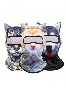All-Season Protective Animal Pattern Face Mask, 3D Digital Printing Windproof Ski Mask For Outdoor Activities - Multicolor - View 1